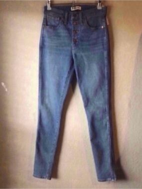 New Madewell Jeans Women’s High Rise Skinny Button Fly Denim Blue Jeans Size 27